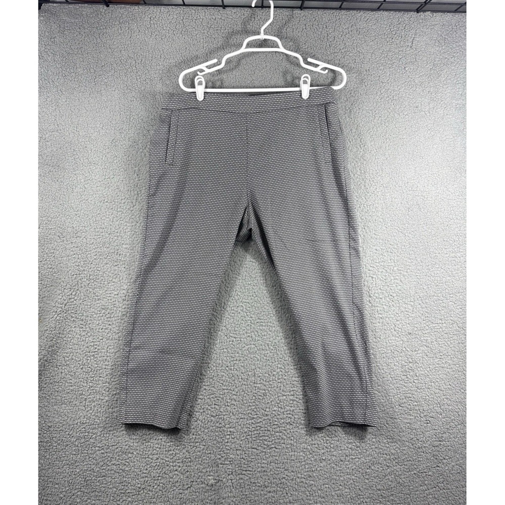 Elle Pants Women XL Black Geometric High Rise Flat Front Chino Pull on Capri